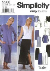 5568 PANTS 2 LENGTHS, SLIT SKIRT, TUNIC, TOP PATTERN 10-18